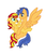 Size: 1089x1273 | Tagged: safe, artist:neighsay, flash sentry, sunset shimmer, pegasus, pony, unicorn, g4, cute, diasentres, female, floppy ears, looking at each other, male, mare, missing cutie mark, shimmerbetes, ship:flashimmer, shipping, show accurate, spread wings, stallion, straight, wings