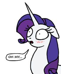 Size: 434x527 | Tagged: safe, artist:gingerfoxy, rarity, pony, unicorn, pony comic generator, g4, blushing, cropped, female, reaction image, solo