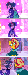 Size: 1280x3352 | Tagged: safe, artist:nichroniclesvsart, sci-twi, sunset shimmer, twilight sparkle, pony, unicorn, series:princess sciset, g4, alternate clothes, blushing, comic, crystal gala dress, cute, equestria girls ponified, female, floppy ears, heart, heart eyes, lesbian, looking at each other, mare, ponified, sci-twilicorn, shimmerbetes, ship:sci-twishimmer, ship:sunsetsparkle, shipping, twiabetes, wingding eyes