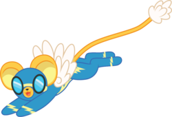 Size: 1000x679 | Tagged: safe, artist:cloudy glow, soarin', g4, cardcaptor sakura, clothes, kero, male, simple background, solo, transparent background, uniform, voice actor joke, wonderbolts uniform