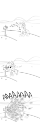 Size: 1280x3840 | Tagged: safe, artist:tjpones, applejack, earth pony, pony, g4, aaaaaaaaaa, black and white, comic, cute, dialogue, ear fluff, female, grayscale, howdy, humming, jackabetes, john denver, lyrics, mail, mailbox, mare, monochrome, onomatopoeia, open mouth, raised hoof, screaming, simple background, singing, solo, song reference, take me home country roads, text, white background