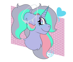 Size: 5400x4600 | Tagged: safe, artist:diane-thorough, oc, oc only, pony, unicorn, absurd resolution, art trade, bust, happy, heart, heart eyes, portrait, side view, simple background, solo, transparent background, wingding eyes