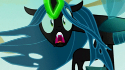 Size: 1280x720 | Tagged: safe, edit, screencap, queen chrysalis, kaiju, titan, g4, to where and back again, animated, chrysalis encounters heroes, chrysalis is doomed, chrysalis is so utterly boned it's tragic, female, godzilla, godzilla (monsterverse), godzilla (series), godzilla 2014, monsterverse, roar, she is so screwed!, sound, this will end in pain and/or death, webm