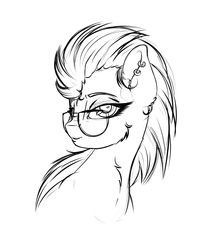 Size: 2500x3000 | Tagged: safe, artist:skitsroom, lightning dust, pegasus, pony, g4, glasses, high res, sketch, solo