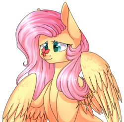 Size: 900x887 | Tagged: safe, artist:wallvie, fluttershy, butterfly, pegasus, pony, g4, bust, butterfly on nose, cross-eyed, cute, female, insect on nose, looking at something, mare, outline, shyabetes, simple background, smiling, solo, spread wings, transparent background, white outline, wings