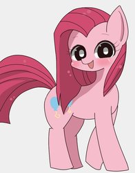 Size: 728x927 | Tagged: safe, artist:manachaaaaaaaa, pinkie pie, earth pony, pony, g4, blushing, cute, cuteamena, female, looking at you, mare, pinkamena diane pie, simple background, smiling, solo, white background