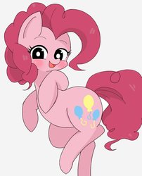 Size: 750x927 | Tagged: safe, artist:manachaaaaaaaa, pinkie pie, earth pony, pony, g4, blushing, cute, diapinkes, female, looking at you, mare, open mouth, simple background, smiling, solo, white background