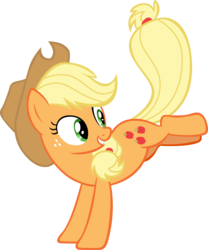 Size: 3992x4798 | Tagged: safe, artist:andoanimalia, applejack, earth pony, pony, g4, honest apple, applebucking, cowboy hat, female, hat, looking back, mare, simple background, smiling, solo, stetson, transparent background, vector