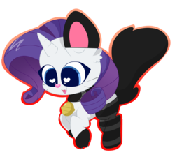 Size: 2984x2680 | Tagged: safe, artist:kittyrosie, rarity, pony, unicorn, g4, animal costume, cat costume, clothes, collar, colored pupils, costume, cute, female, heart eyes, high res, mare, raribetes, simple background, socks, solo, striped socks, transparent background, wingding eyes