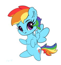 Size: 2000x2116 | Tagged: safe, artist:xbi, rainbow dash, pegasus, pony, g4, chest fluff, chibi, cute, female, high res, looking at you, solo