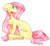 Size: 382x350 | Tagged: safe, artist:foxlove253, fluttershy, pony, g4, big ears, chest fluff, ear fluff, female, floppy ears, fluffy, frown, looking over shoulder, mare, missing cutie mark, pixel art, sidemouth, simple background, solo, transparent background, wingless