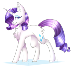 Size: 2605x2383 | Tagged: safe, artist:foxlove253, rarity, pony, unicorn, g4, big ears, chest fluff, cutie mark, ear fluff, female, fluffy, high res, lidded eyes, looking at you, looking sideways, mare, simple background, smiling, solo, transparent background