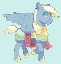 Size: 1437x1512 | Tagged: safe, artist:amphoera, oc, oc only, oc:storm surge, pegasus, pony, armor, royal guard, solo, spread wings, wings