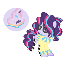 Size: 2156x1660 | Tagged: safe, artist:princessmoonsing, oc, oc only, oc:sweet recipes, earth pony, pony, clothes, cutie mark, female, glasses, magical lesbian spawn, mare, offspring, parent:pinkie pie, parent:twilight sparkle, parents:twinkie, simple background, socks, solo, striped socks, sweater, taped glasses, transparent background