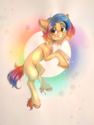 Size: 810x1080 | Tagged: safe, artist:falafeljake, oc, oc only, unnamed oc, earth pony, pony, cute, digital art, simple background, smiling, solo, traditional art