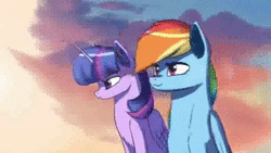 Size: 640x360 | Tagged: safe, artist:mrscroup, edit, editor:twitchyylive, rainbow dash, twilight sparkle, alicorn, pegasus, pony, g4, animated, blushing, cute, daaaaaaaaaaaw, eye contact, female, frame by frame, heart eyes, lesbian, looking at each other, mare, music, nuzzling, ship:twidash, shipping, sound, twiabetes, twilight sparkle (alicorn), webm, wingding eyes