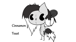 Size: 1920x1080 | Tagged: safe, artist:ace hitter, oc, oc only, oc:cinnamon toast, original species, plush pony, pony, bipedal, black and white, chibi, female, grayscale, living object, mare, monochrome, plushie, simple background, solo, white background