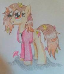 Size: 1152x1333 | Tagged: safe, artist:prinrue, oc, oc only, oc:autumn sun, pony, unicorn, smiling, solo, traditional art