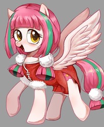 Size: 643x785 | Tagged: artist needed, safe, oc, oc only, oc:小梅, pegasus, pony, china ponycon, clothes, cute, gray background, mascot, ocbetes, simple background, solo