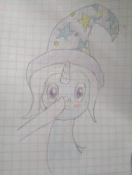 Size: 1944x2592 | Tagged: safe, artist:balticpagan, trixie, g4, blushing, boop, graph paper, sketch, traditional art