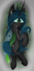 Size: 1713x3540 | Tagged: safe, artist:groomlake, queen chrysalis, changeling, changeling queen, g4, body pillow, colored, crown, egg, female, jewelry, pillow, regalia, simple, simple background, solo, spots