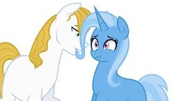 Size: 1418x826 | Tagged: safe, artist:neighsay, prince blueblood, trixie, g4, female, male, ship:bluetrix, shipping, straight