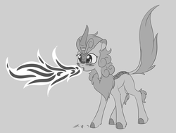 Size: 1984x1496 | Tagged: safe, artist:dusthiel, autumn blaze, kirin, sounds of silence, female, fire, fire breath, fire breathing, food, hot pepper, open mouth, pepper, quadrupedal, solo, spicy