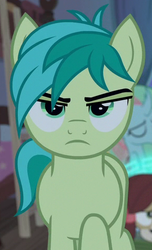 Size: 293x482 | Tagged: safe, screencap, ocellus, sandbar, yona, earth pony, pony, g4, school raze, angry, cropped, male, offscreen character, solo focus, teenager