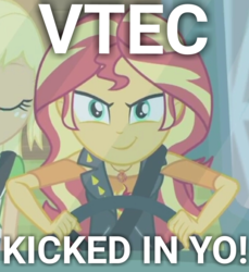 Size: 1439x1572 | Tagged: safe, edit, edited screencap, screencap, sunset shimmer, driving miss shimmer, driving miss shimmer: applejack, equestria girls, g4, my little pony equestria girls: better together, cropped, geode of empathy, honda, magical geodes, solo focus