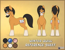 Size: 4953x3800 | Tagged: safe, artist:bluebender, oc, oc only, oc:winter quill, pony, unicorn, commission, cutie mark, glasses, male, reference sheet, solo, stallion