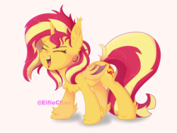 Size: 4000x3000 | Tagged: safe, artist:katakiuchi4u, sunset shimmer, alicorn, bat pony, bat pony alicorn, pony, vampire, g4, alicornified, bat ponified, chest fluff, cute, ear fluff, eyes closed, female, high res, mare, open mouth, race swap, screaming, shimmerbat, shimmerbetes, shimmercorn, simple background, solo, white background