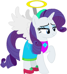 Size: 398x438 | Tagged: safe, artist:selenaede, artist:user15432, rarity, alicorn, angel, pony, unicorn, g4, alicornified, angel costume, angel rarity, angelic wings, base used, clothes, costume, female, halloween, halloween costume, halo, hasbro, hasbro studios, high heels, holiday, race swap, raricorn, shoes, simple background, solo, white background, wings