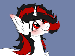 Size: 1600x1200 | Tagged: safe, artist:brainiac, oc, oc only, oc:blackjack, pony, unicorn, fallout equestria, fallout equestria: project horizons, :p, blushing, chest fluff, fanfic art, female, mare, mlem, silly, solo, tongue out