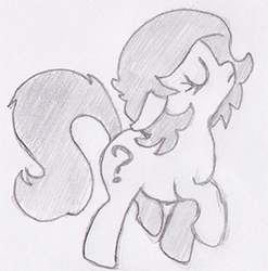 Size: 296x300 | Tagged: safe, artist:lockhe4rt, oc, oc only, oc:filly anon, earth pony, pony, eyes closed, female, filly, haughty, hmph, monochrome, pencil drawing, side view, solo, traditional art