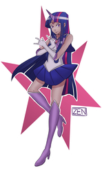 Size: 8294x14037 | Tagged: safe, artist:zen1da, human, absurd resolution, clothes, crossover, gloves, horn, horned humanization, humanized, long gloves, sailor magic, sailor moon (series), sailor senshi, sailor twilight, simple background, solo, white background