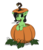 Size: 1275x1500 | Tagged: safe, artist:crownhound, oc, oc only, oc:filly anon, pony, female, filly, freckles, halloween, holiday, knife, mouth hold, ponies in food, pumpkin, simple background, solo, transparent background