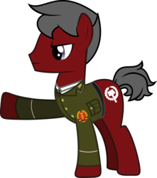 Size: 8409x9501 | Tagged: safe, artist:fallingcomets, oc, oc only, oc:red gear, earth pony, pony, absurd resolution, clothes, east germany, germany, male, military, nation ponies, pointing, ponified, simple background, solo, stallion, suit, transparent background, uniform, vector