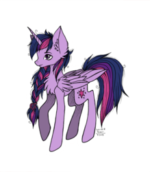 Size: 1496x1709 | Tagged: safe, artist:schizoidtomii, twilight sparkle, alicorn, pony, g4, braid, cheek fluff, chest fluff, ear fluff, female, flat colors, simple background, solo, transparent background, twilight sparkle (alicorn)