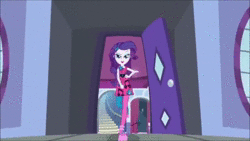Size: 1280x720 | Tagged: safe, screencap, bulk biceps, rarity, equestria girls, g4, life is a runway, my little pony equestria girls: better together, the other side, animated, beach, beautiful, carousel dress, fabulous, high heels, one eye closed, platform shoes, shoes, sound, strut, webm, wink