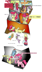 Size: 1741x2991 | Tagged: safe, artist:sneshpone, apple bloom, applejack, big macintosh, pinkie pie, rainbow dash, scootaloo, sweetie belle, earth pony, pegasus, pony, unicorn, fanfic:cupcakes, brotherhooves social, g4, animal costume, applejewel, bunny costume, clothes, comic, costume, crossdressing, insanity, orchard blossom, plane, rocket