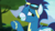 Size: 640x360 | Tagged: safe, screencap, soarin', pegasus, pony, g4, newbie dash, clothes, male, nervous, smiling, solo, stallion, uniform, wings, wonderbolts uniform