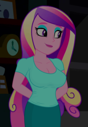 Size: 844x1212 | Tagged: safe, edit, edited screencap, editor:ah96, screencap, dean cadance, princess cadance, equestria girls, g4, my little pony equestria girls: friendship games, arm behind back, breast edit, breasts, busty princess cadance, cleavage, clothes, cropped, female, hands behind back, sexy, shirt, skirt, solo, stupid sexy princess cadance