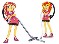Size: 2048x1536 | Tagged: safe, artist:keronianniroro, artist:seahawk270, edit, vector edit, sunset shimmer, equestria girls, g4, backpack vacuum cleaner, clothes, female, high heels, random, shoes, simple background, skirt, solo, vacuum cleaner, vector, white background