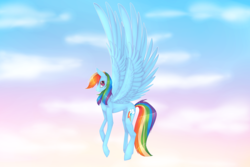 Size: 3000x2000 | Tagged: safe, artist:verimors, rainbow dash, pegasus, pony, g4, female, flying, high res, solo, spread wings, wings