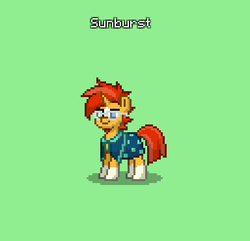 Size: 384x370 | Tagged: safe, sunburst, pony, unicorn, pony town, g4, green background, male, pixelated, simple background, solo, stallion