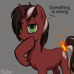 Size: 1100x1100 | Tagged: safe, artist:a1tar, oc, oc only, oc:phantom, pony, animated, butt fire, commission, fire, gif, low area flashing, on fire, solo, ych result
