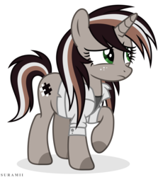 Size: 5247x5709 | Tagged: safe, artist:suramii, oc, oc only, oc:rejtveny, pony, unicorn, absurd resolution, clothes, female, freckles, raised hoof, simple background, solo, transparent background