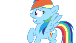 Size: 1052x592 | Tagged: safe, artist:pupster0071, rainbow dash, pegasus, pony, series:everything is broken, g4, animated, disgusted, female, floppy ears, gif, i can't believe it's mspaint, legitimately amazing mspaint, mare, ms paint, reaction, scared, simple background, solo, spread wings, white background, wings