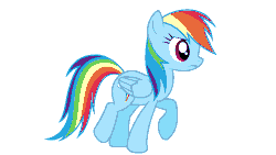 Size: 1434x806 | Tagged: safe, alternate version, artist:pupster0071, rainbow dash, pegasus, pony, g4, animated, female, mare, simple background, solo, trotting, white background