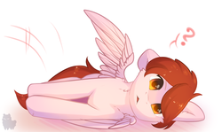 Size: 2500x1494 | Tagged: safe, artist:alphadesu, oc, oc only, oc:weathervane, pegasus, pony, cute, female, looking at you, mare, question mark, solo, ych result